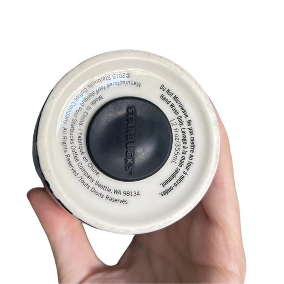 STARBUCKS Coffee Travel Mug Limited 12 oz Insulated Double Walled Porcelain - Picture 7 of 8